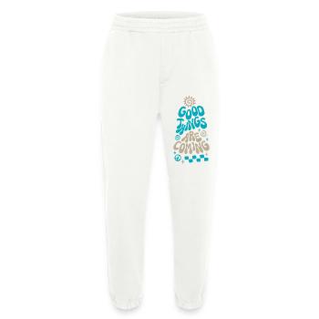 Good Things are Coming Retro Saying - Heavyweight Jogging Pants - made by SPREAD  - OFF WHITE - Front