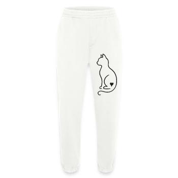 Minimalist Cat Line Art – Black Design - Heavyweight Jogging Pants - made by SPREAD  - OFF WHITE - Front