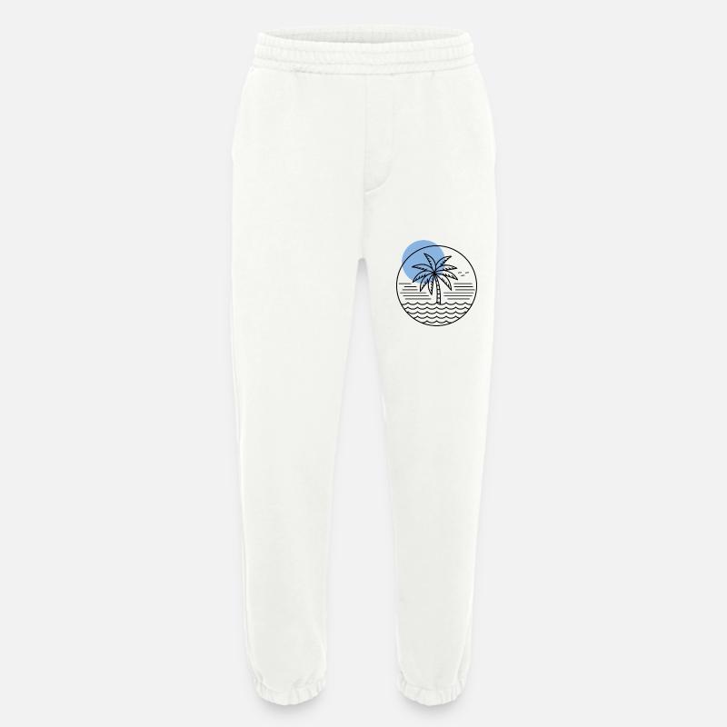 Palm Tree Circle - Heavyweight Jogging Pants - made by SPREAD  - OFF WHITE