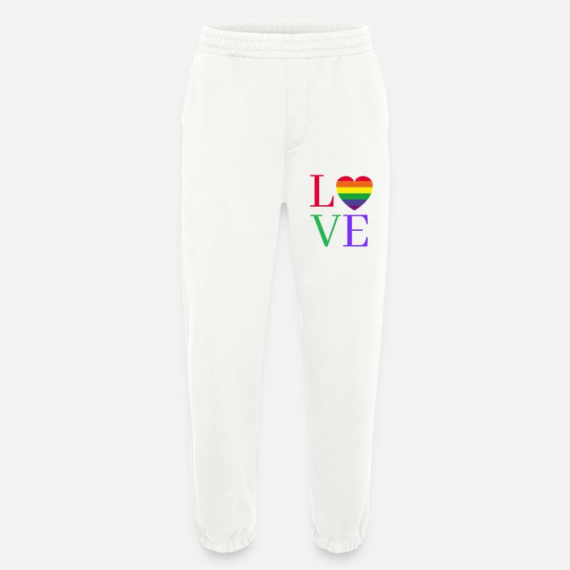 Rainbow Love Heart Pride - Heavyweight Jogging Pants - made by SPREAD - OFF WHITE