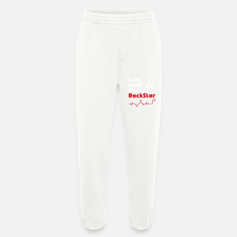 Live Love Peace Rockstars - Heavyweight Jogging Pants - made by SPREAD  - OFF WHITE