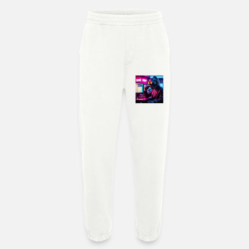 Cyberpunk Neon-Skull Hacker Send Help Design - Heavyweight Jogginghose - made by SPREAD  - OFF WHITE