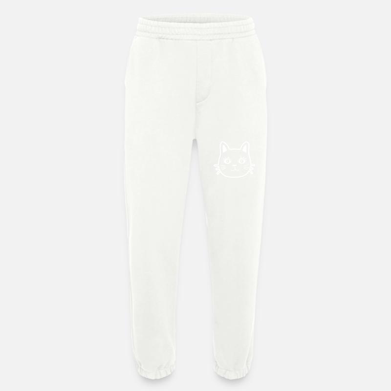 Chat Chats Visage de chat - Pantalon de jogging bio épais fabriqué en UE - OFF WHITE