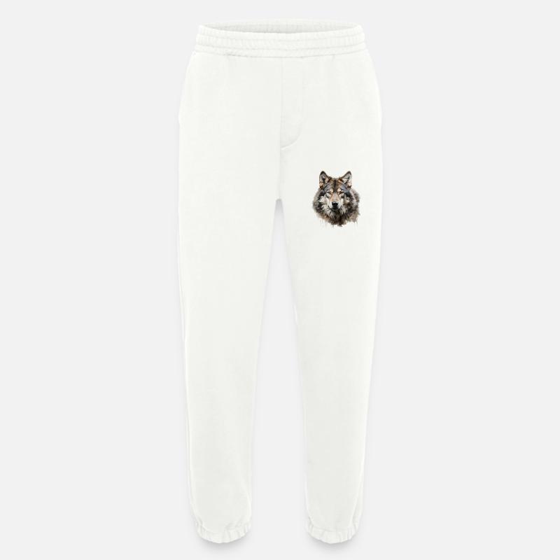 Wolf Portrait – Wildtier Alpen Design - Heavyweight Jogginghose - made by SPREAD  - OFF WHITE