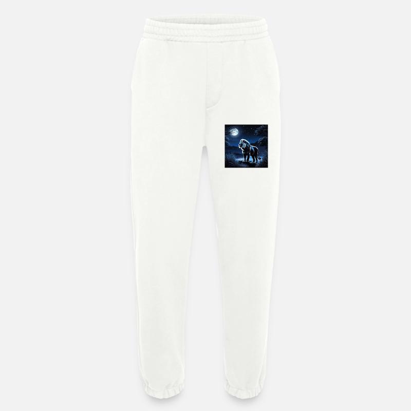 Blauer Mondlöwe in Nachtwald - Heavyweight Jogginghose - made by SPREAD  - OFF WHITE