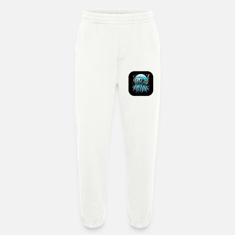 Octopus with Diving Goggles Comic - Heavyweight Jogging Pants - made by SPREAD  - OFF WHITE