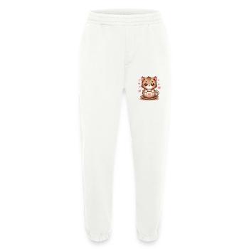 Katze mit Kaffeebecher 2 - Heavyweight Jogginghose - made by SPREAD  - OFF WHITE - Vorne