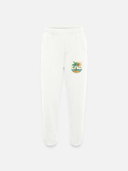 Island palm tree at sunset - Heavyweight Jogging Pants - made by SPREAD  - OFF WHITE
