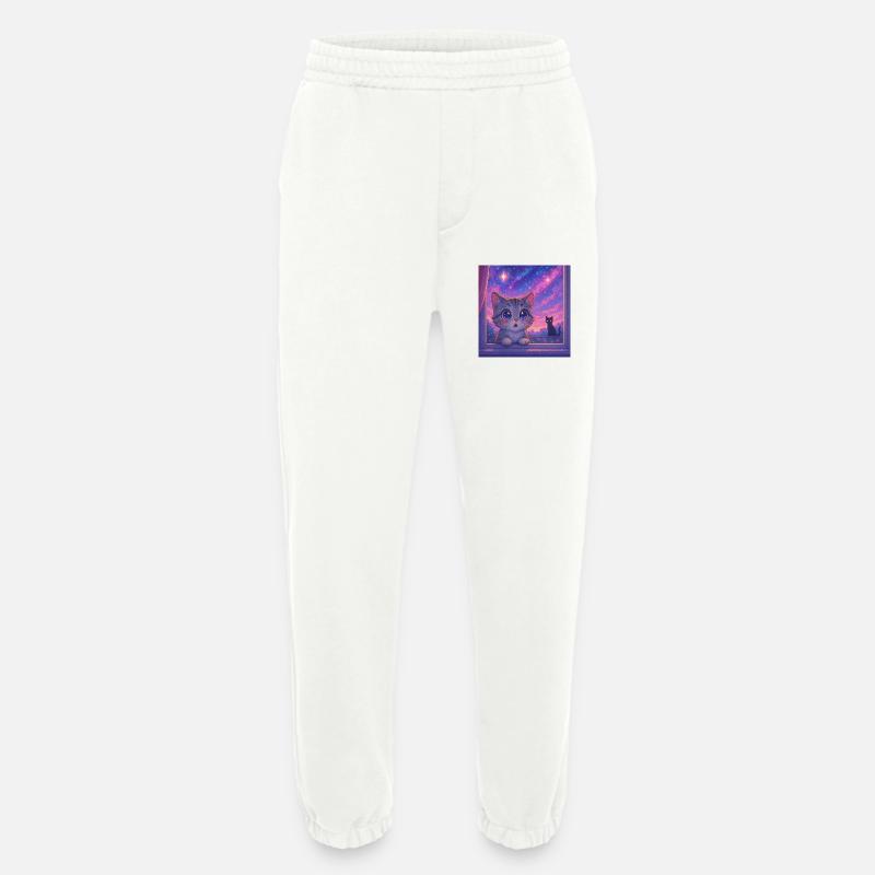 Kosmische Katze mit Sternenaugen - Heavyweight Jogginghose - made by SPREAD  - OFF WHITE