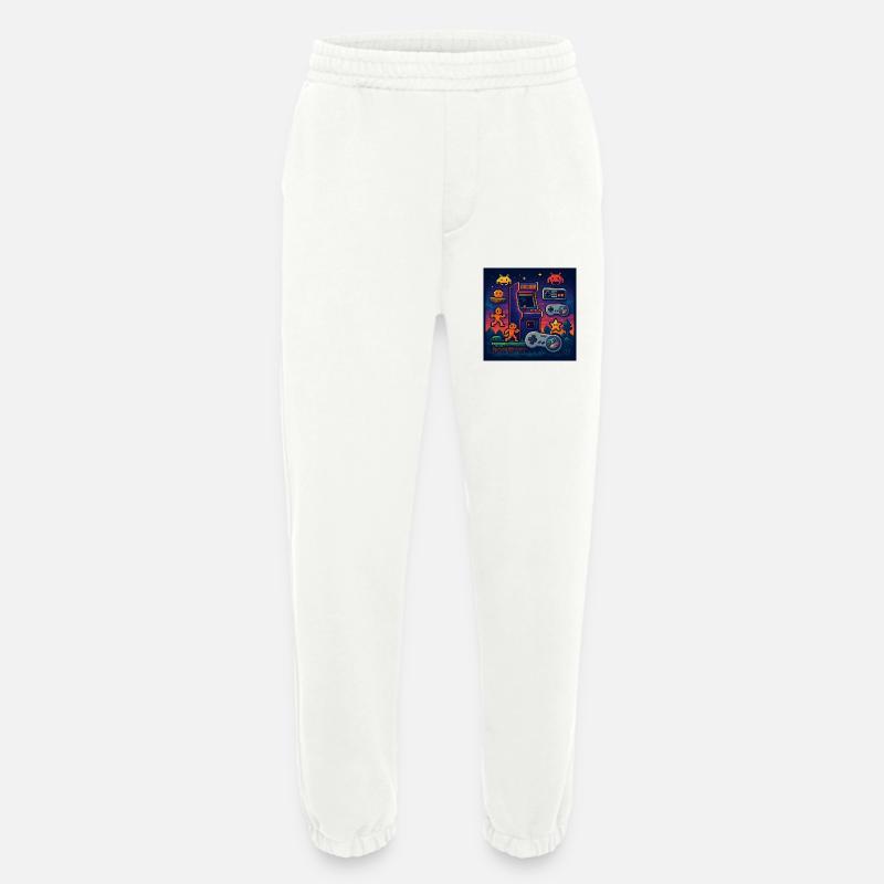 Retro Pixel Arcade Gaming Design - Heavyweight Jogging Pants - made by SPREAD  - OFF WHITE