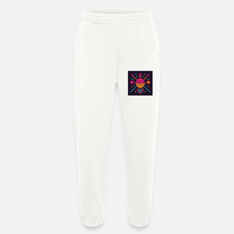 Synthwave geometric pattern - Heavyweight Jogging Pants - made by SPREAD  - OFF WHITE