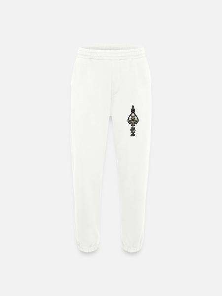 Avi Collection – Skulls & Flame - Heavyweight Jogging Pants - made by SPREAD  - OFF WHITE