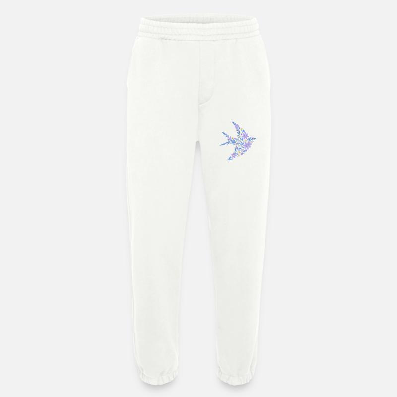 Nordisch Floral - Hellvioletter Vogel - Heavyweight Jogginghose - made by SPREAD  - OFF WHITE