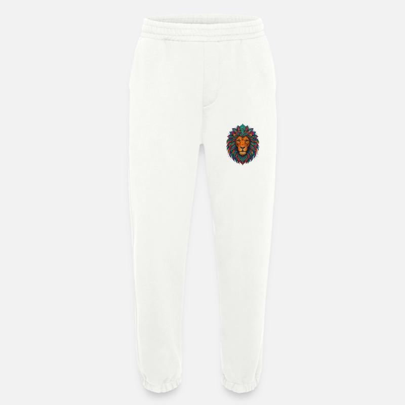 Mandala-Löwe – bunter Kopf - Heavyweight Jogginghose - made by SPREAD  - OFF WHITE