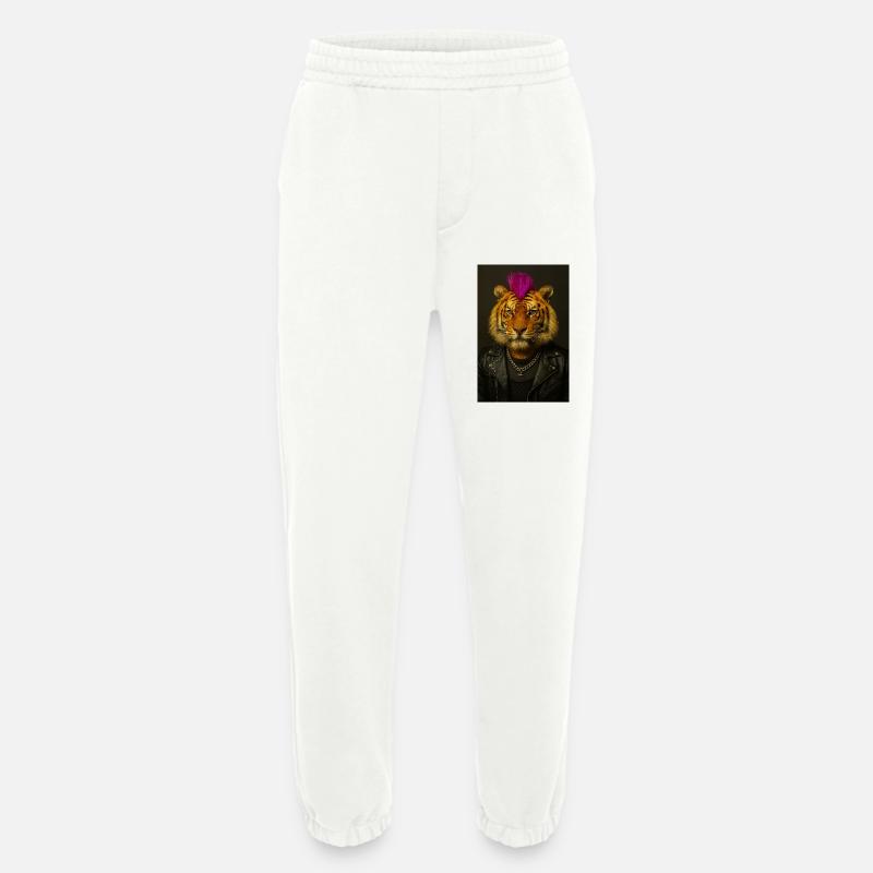 Tiger Punk Mohawk in Leather - Heavyweight Jogginghose - made by SPREAD - OFF WHITE