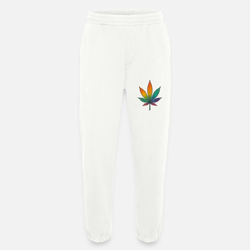 Rainbow Cannabis Leaf Design - Heavyweight Jogging Pants - made by SPREAD  - OFF WHITE
