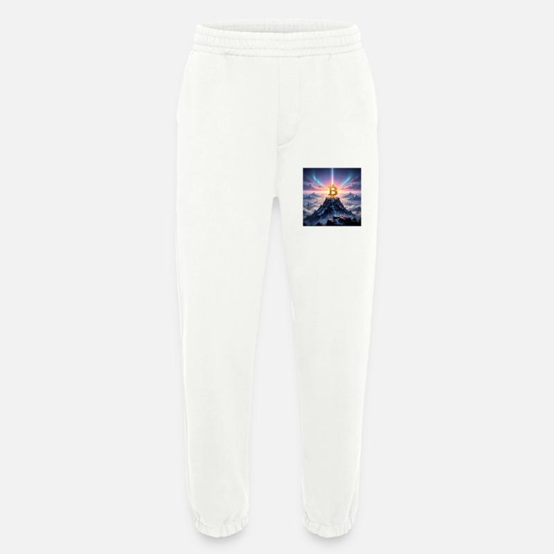 Bitcoin summit light over mountain range - Heavyweight Jogging Pants - made by SPREAD  - OFF WHITE