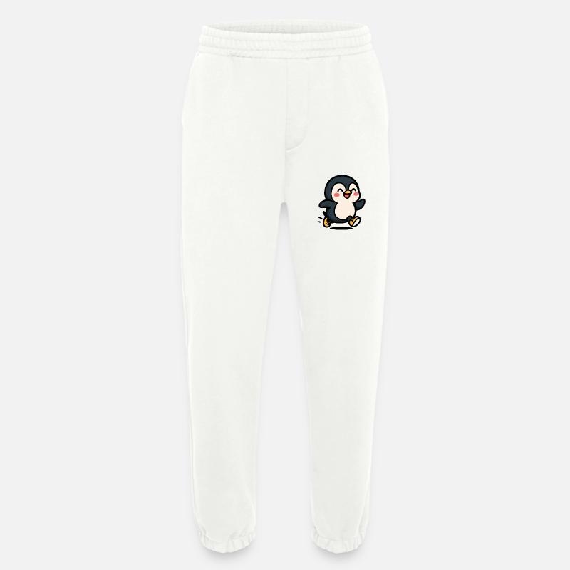 Pinguin in Bewegung: Fröhlicher Sprung - Heavyweight Jogginghose - made by SPREAD  - OFF WHITE