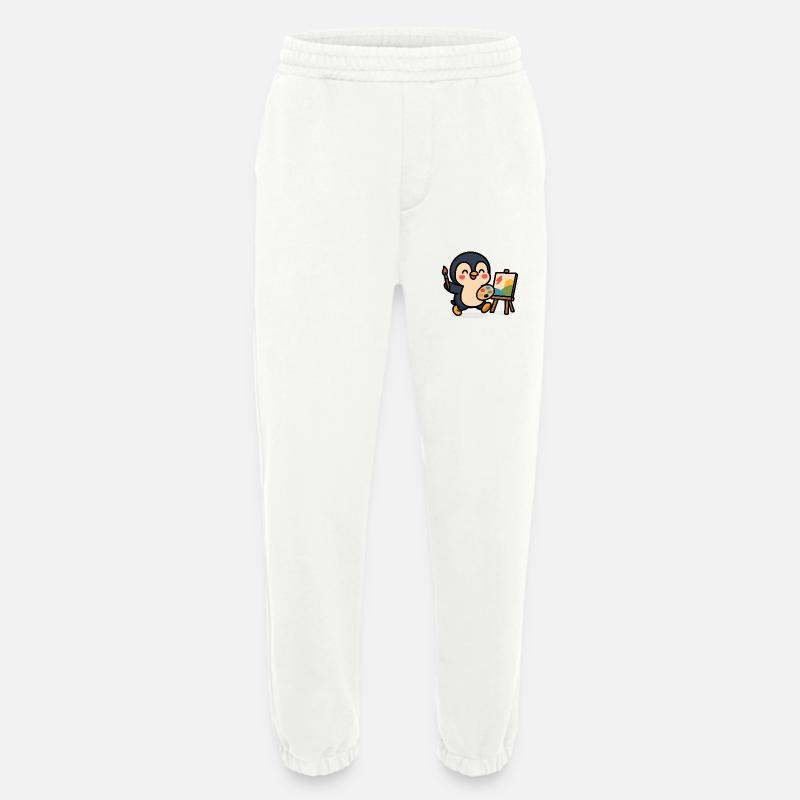 Pinguinmaler mit Palette und Besteck - Heavyweight Jogginghose - made by SPREAD  - OFF WHITE