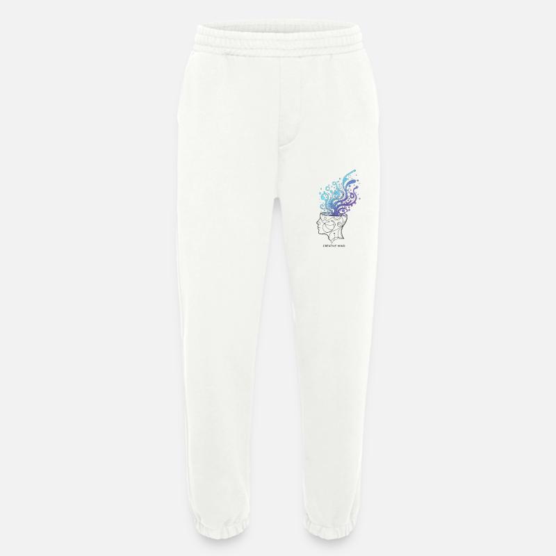 Creative Mind – Abstract Brain Illustration - Heavyweight Jogging Pants - made by SPREAD  - OFF WHITE
