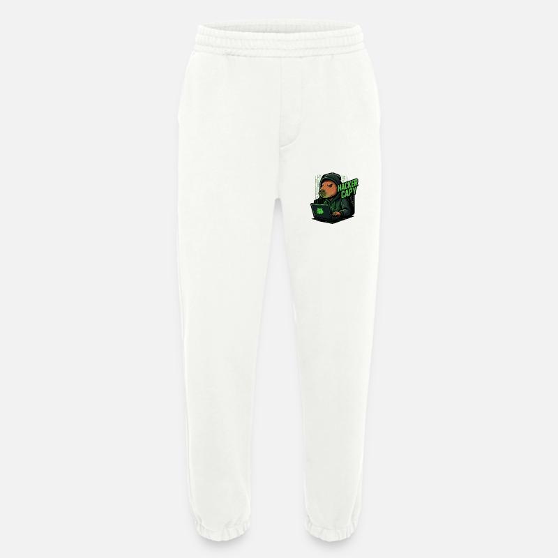 Hacker Capy – Cyber Capybara Tech - Pantalon de jogging bio épais fabriqué en UE - OFF WHITE