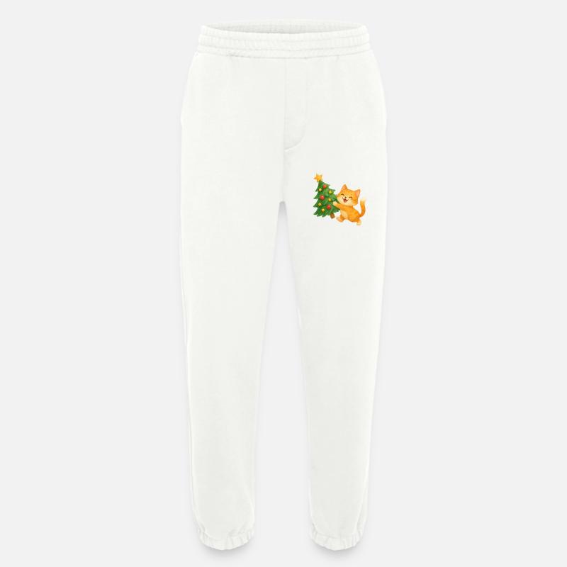 Katzenglück am Weihnachtsbaum - Heavyweight Jogginghose - made by SPREAD  - OFF WHITE
