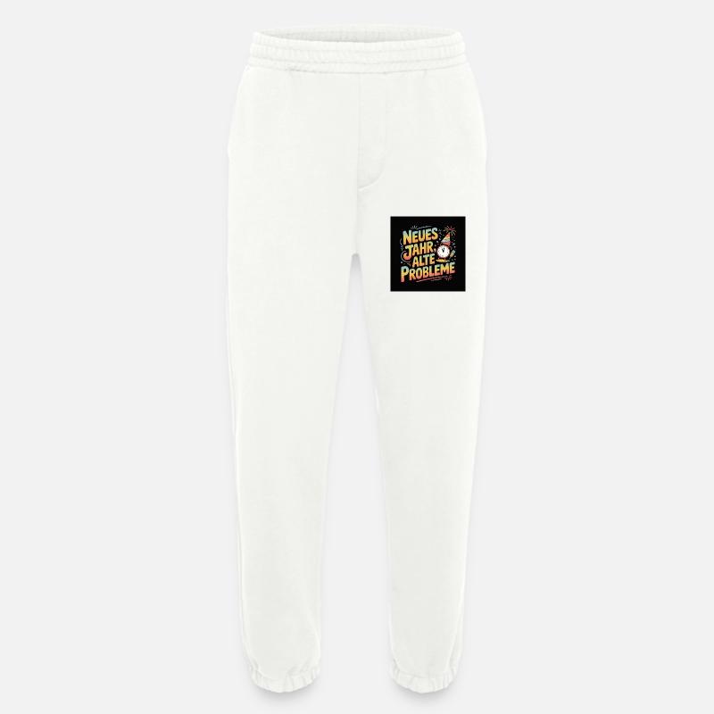 New Year, Old Problems – Celebration Motif - Heavyweight Jogging Pants - made by SPREAD  - OFF WHITE