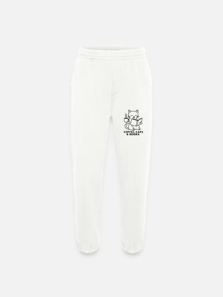 Coffee Cats and Books Lover Design - Heavyweight Jogging Pants - made by SPREAD  - OFF WHITE