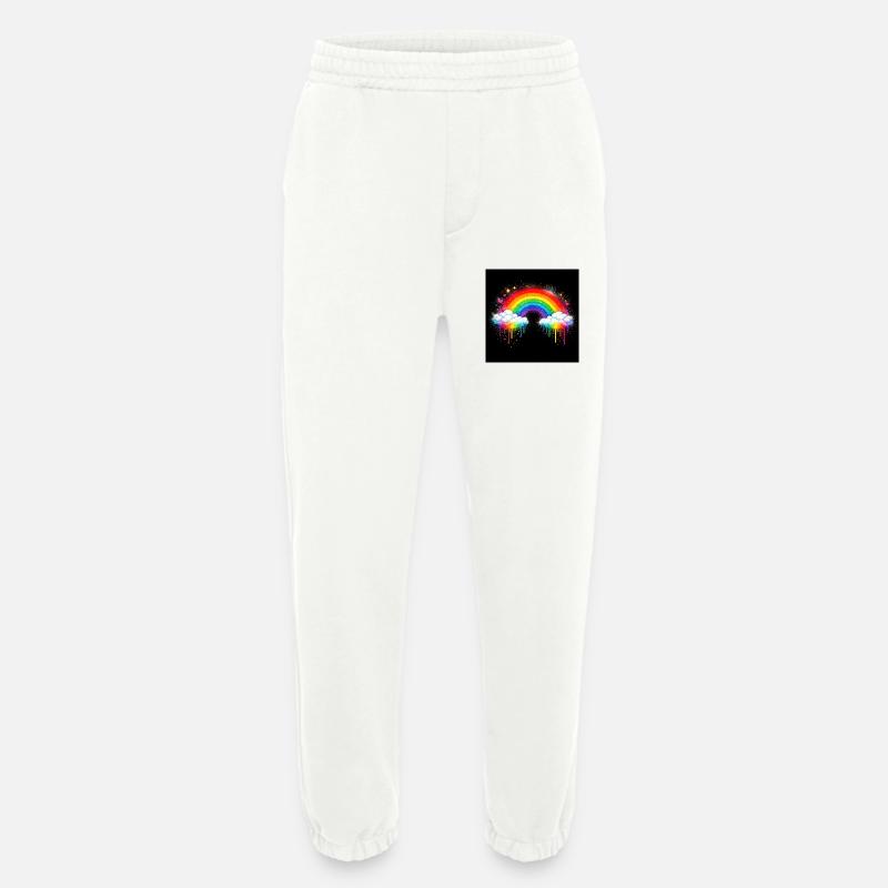 Rainbow Cloud Graffiti Drop - Heavyweight Jogging Pants - made by SPREAD  - OFF WHITE