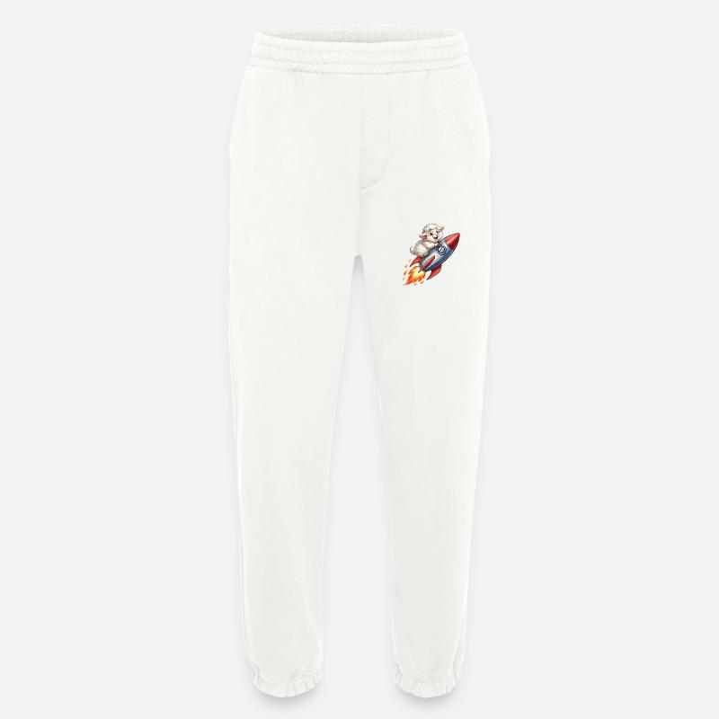 Wool sheep on rocket flight - Heavyweight Jogging Pants - made by SPREAD  - OFF WHITE