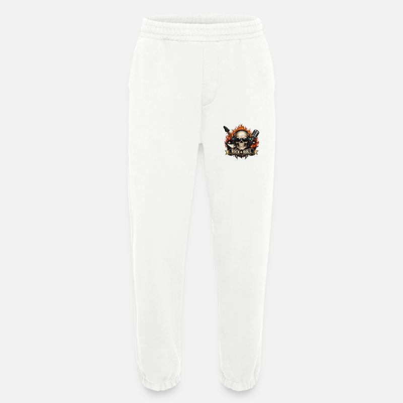 Flammen Schädel Rockprint - Heavyweight Jogginghose - made by SPREAD  - OFF WHITE