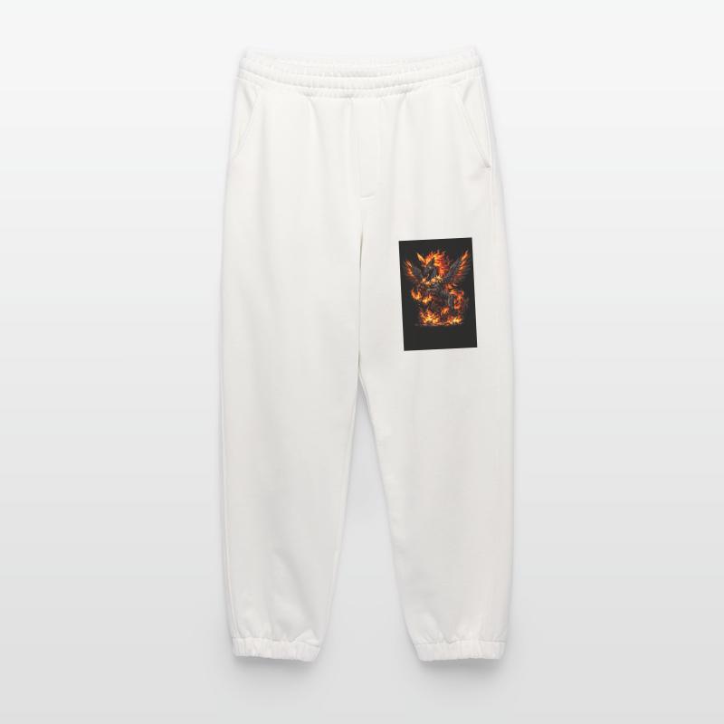 Pégase de feu avec couronne de fleurs Pantalon de jogging bio épais fabriqué en UE