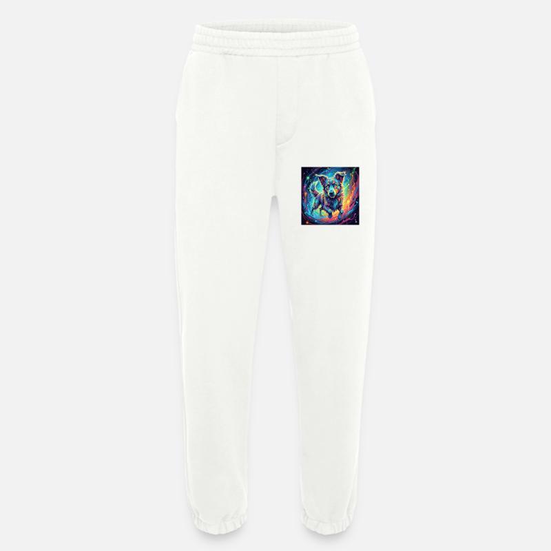 Neonfarbiger Hund im Farbwirbel - Heavyweight Jogginghose - made by SPREAD  - OFF WHITE