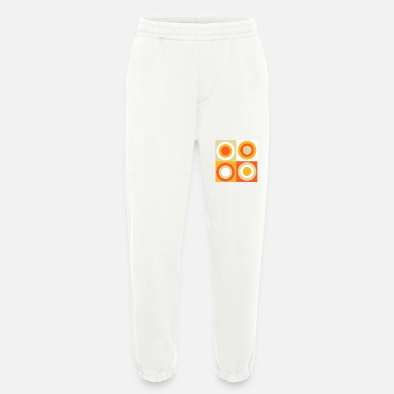 70s Pattern Circles Squiggle - Heavyweight Jogging Pants - made by SPREAD  - OFF WHITE