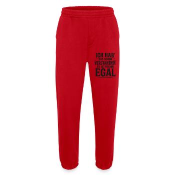 Je m’en fiche, effronté en disant drôle - Pantalon de jogging bio épais fabriqué en UE - rouge - Devant