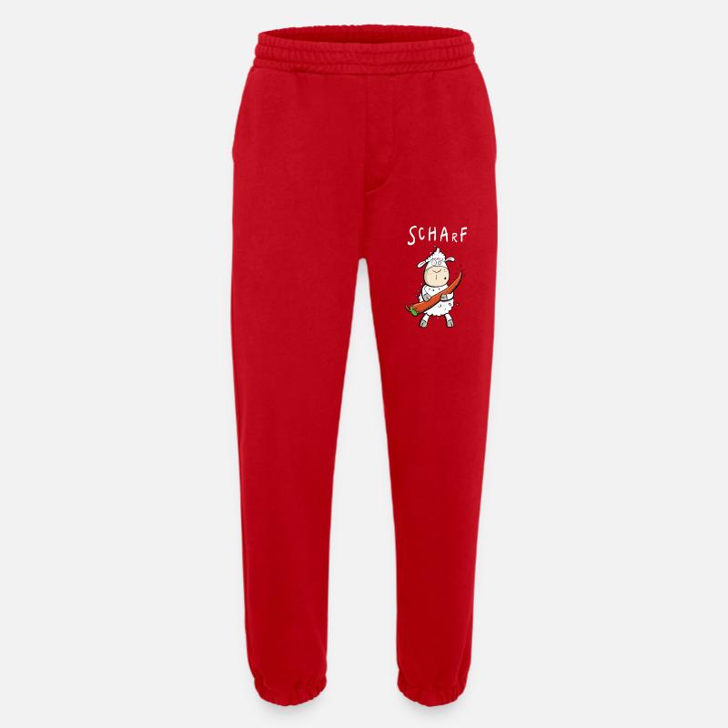 Pepperoni Sheep I Sharp comic pun - Heavyweight Jogging Pants - made by SPREAD - red