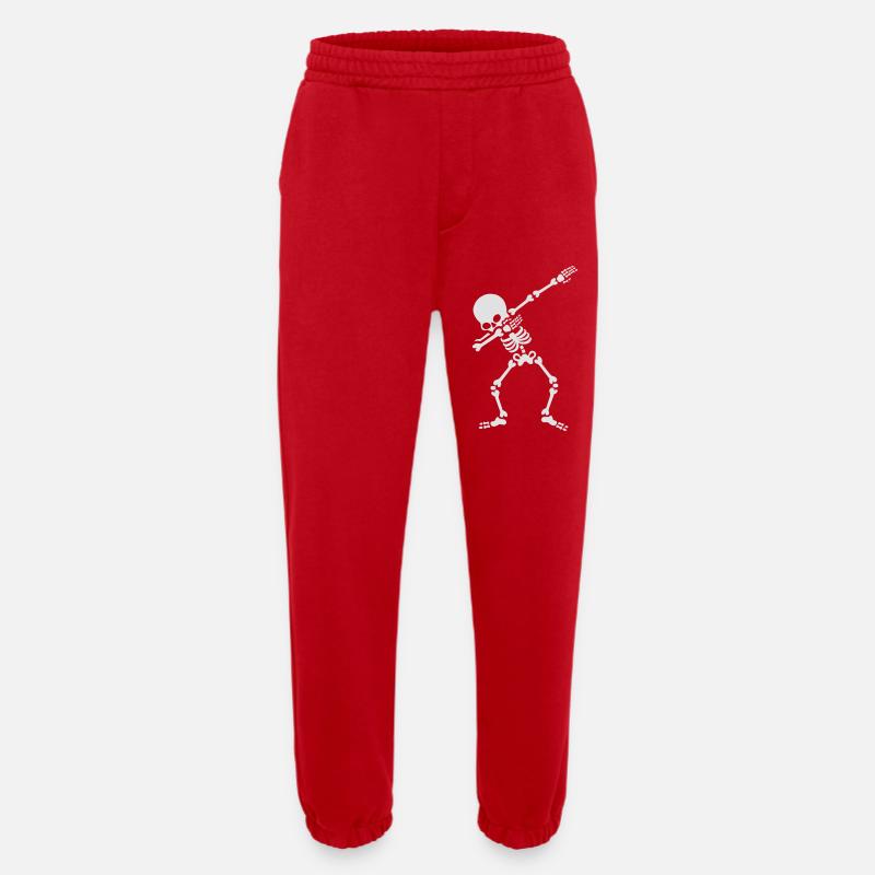 Dabbing skeleton dab dance Halloween - Heavyweight Jogging Pants - made by SPREAD - red