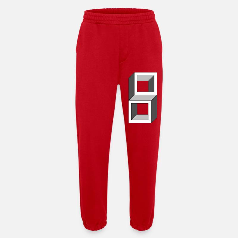 Grayscale Cube Frames - Heavyweight Jogging Pants - made by SPREAD  - red