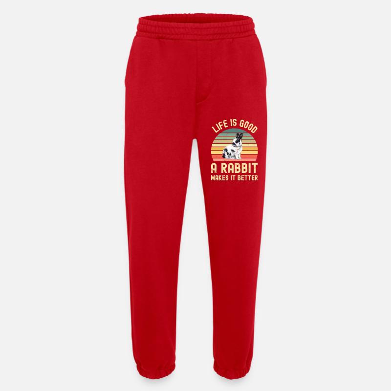 Rabbit Rabbit - Heavyweight Jogging Pants - made by SPREAD  - red