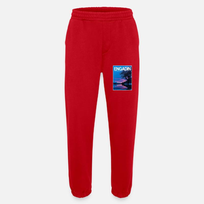 Engadin Seenlandschaft Abendlicht - Heavyweight Jogginghose - made by SPREAD  - Rot