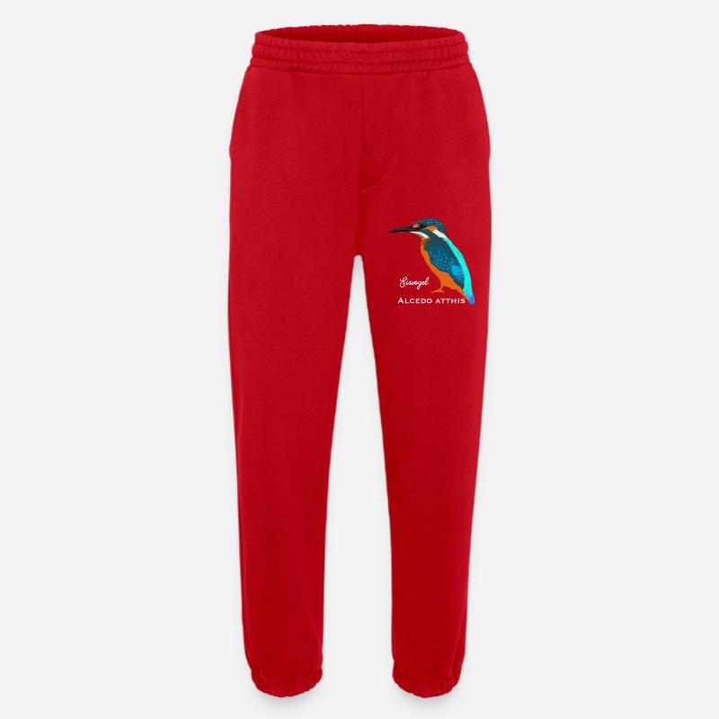 Kingfisher, scientific / German name - Heavyweight Jogging Pants - made by SPREAD  - red