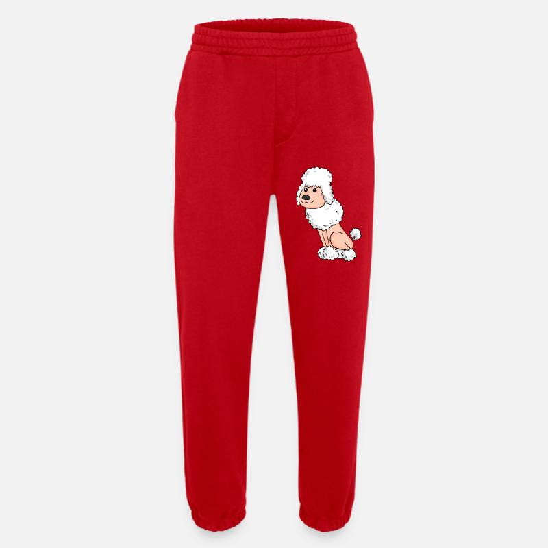 Poodle White - Heavyweight Jogging Pants - made by SPREAD - red