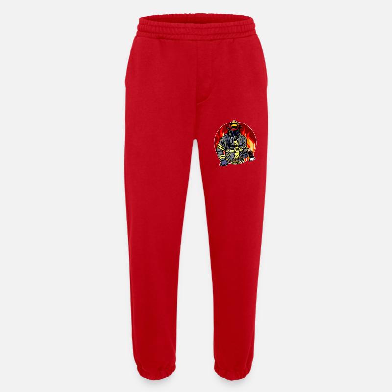 Burning Firefighter Firefighter Fire Lifesaver - Heavyweight Jogging Pants - made by SPREAD  - red