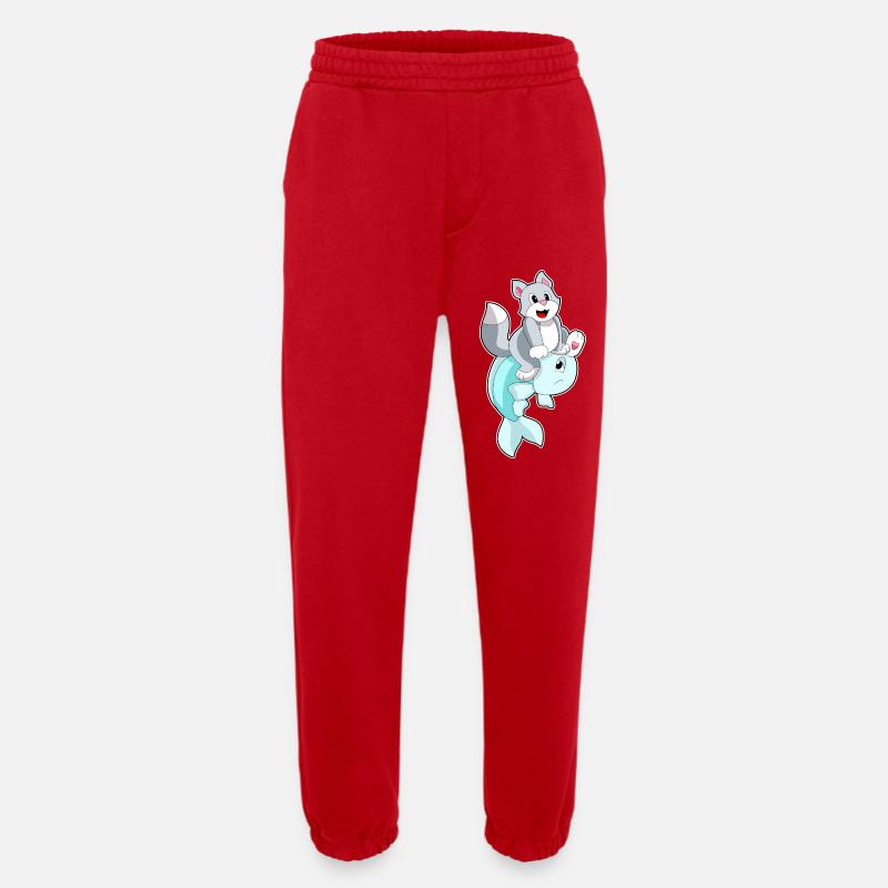 Poisson-chat - Pantalon de jogging bio épais fabriqué en UE - rouge