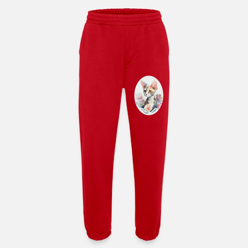Devon Rex - Pantalon de jogging bio épais fabriqué en UE - rouge