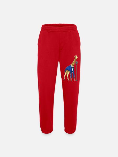 Giraffe Singer Microphone Singing - Heavyweight Jogging Pants - made by SPREAD - red