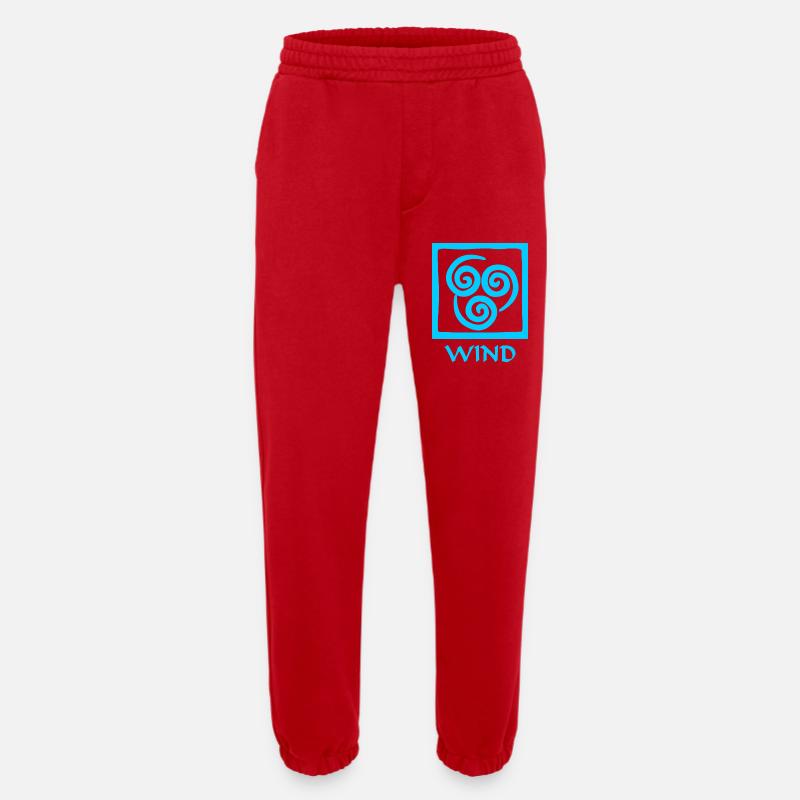 Symbol of wind blue text 'WIND' - Heavyweight Jogging Pants - made by SPREAD - red