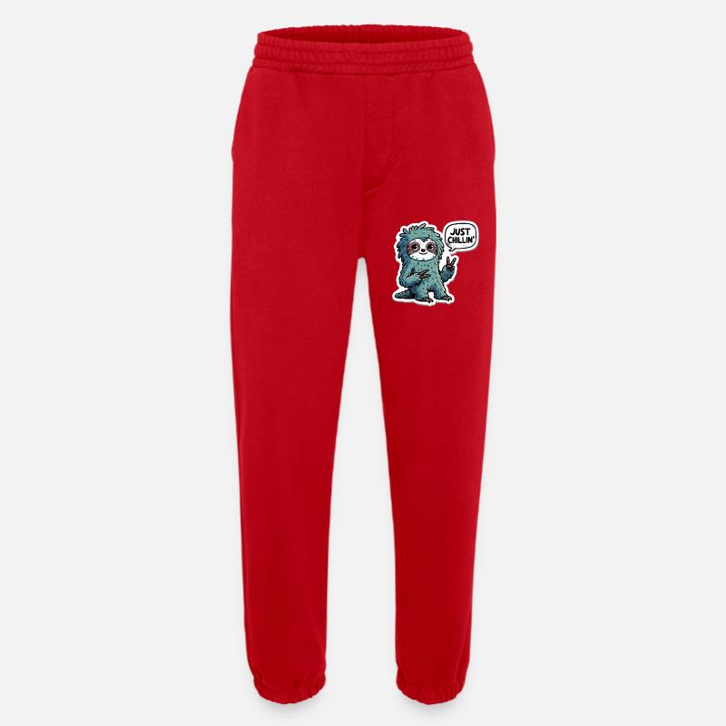 Just Chillin Sloth Sticker - Heavyweight Jogging Pants - made by SPREAD  - red