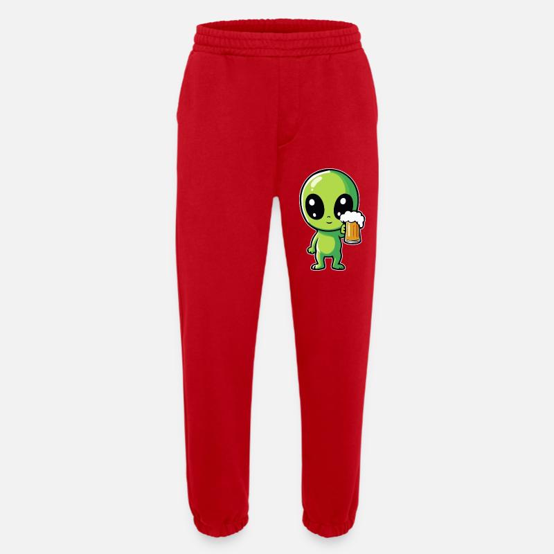 Alien mit Bier - Heavyweight Jogginghose - made by SPREAD  - Rot