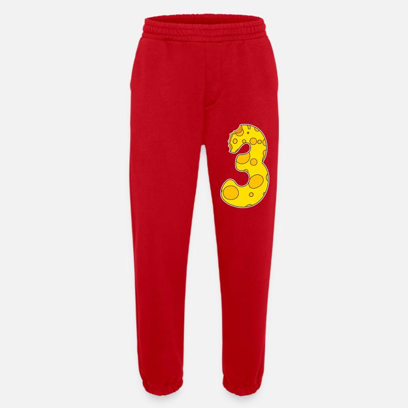 Number 3 - Three - Third - Heavyweight Jogging Pants - made by SPREAD  - red